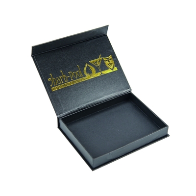 Eco Friendly Custom Printed Logo Gold Hot Stamping Paket Kotak Hadiah Hitam Dengan Tutup Magnetik