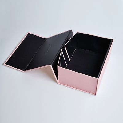 Custom Black Pink Cardboard Paper Folding Magnetic Closure Box Kotak Hadiah Karton