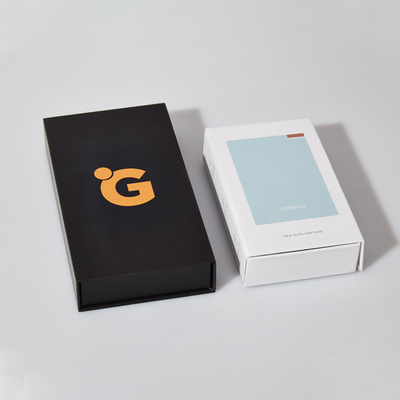 Logo khusus Kotak kemasan kertas hitam putih karton Flip Case ponsel Kotak kemasan