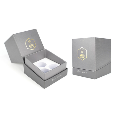 Luxury Gray Cardboard Box Custom EVA Gold Stamping Kemasan Kertas Kosmetik