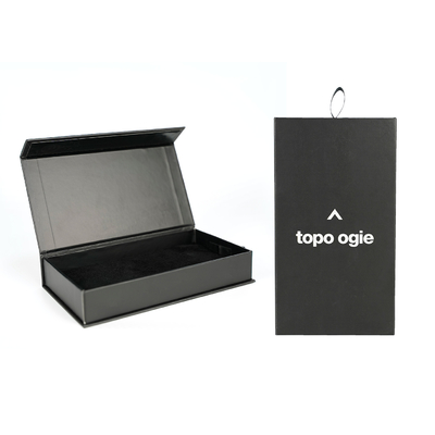 Custom OEM Flip Black Paper Box Dengan Magnetic Untuk Kemasan Kasus Ponsel
