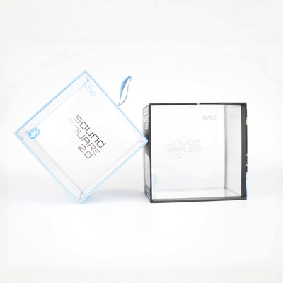 Custom Logo Plastik transparan PVC Box, Ribbon Sliding Out Packaging Box dengan jendela