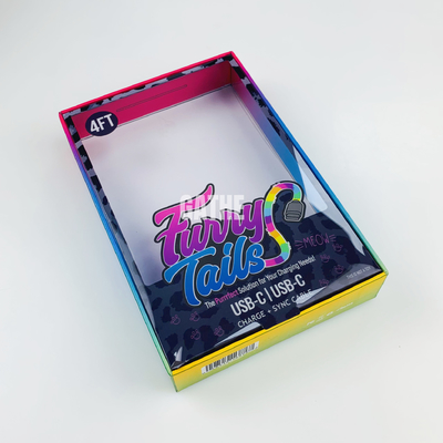 Desain Custom Box PVC Plastic Clear Box Window Display Produk Elektronik Kotak kemasan untuk pengisi daya Kabel data USB