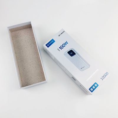 Custom Packaging Box Glossy Lamination Grey Board Electronics Power Bank Paper Cardboard Packaging Lid dan Base Box Hadiah