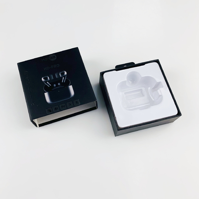 ODM Bluetooth Earphone Box Embossing TWS Wireless Headset Packing Box Dengan Hooks & Blister Tray Untuk Airpods