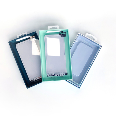 Kotak Plastik Blister Ritel MOQ Rendah Kotak Kemasan Casing Telepon dengan Kait Jendela PVC Bening untuk IPhone