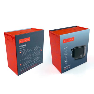 Low MOQ Magnetic Closure Charger Adapter Packaging Box Elektronik Komponen Packing Paper Box Dengan Hooks