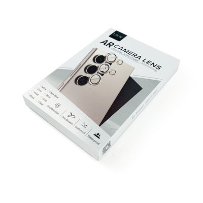 Kertas Perak cetak khusus Penutup Pelindung Lensa Kamera Lipat Kotak Kemasan Kaca Tempered Kamera dengan Jendela